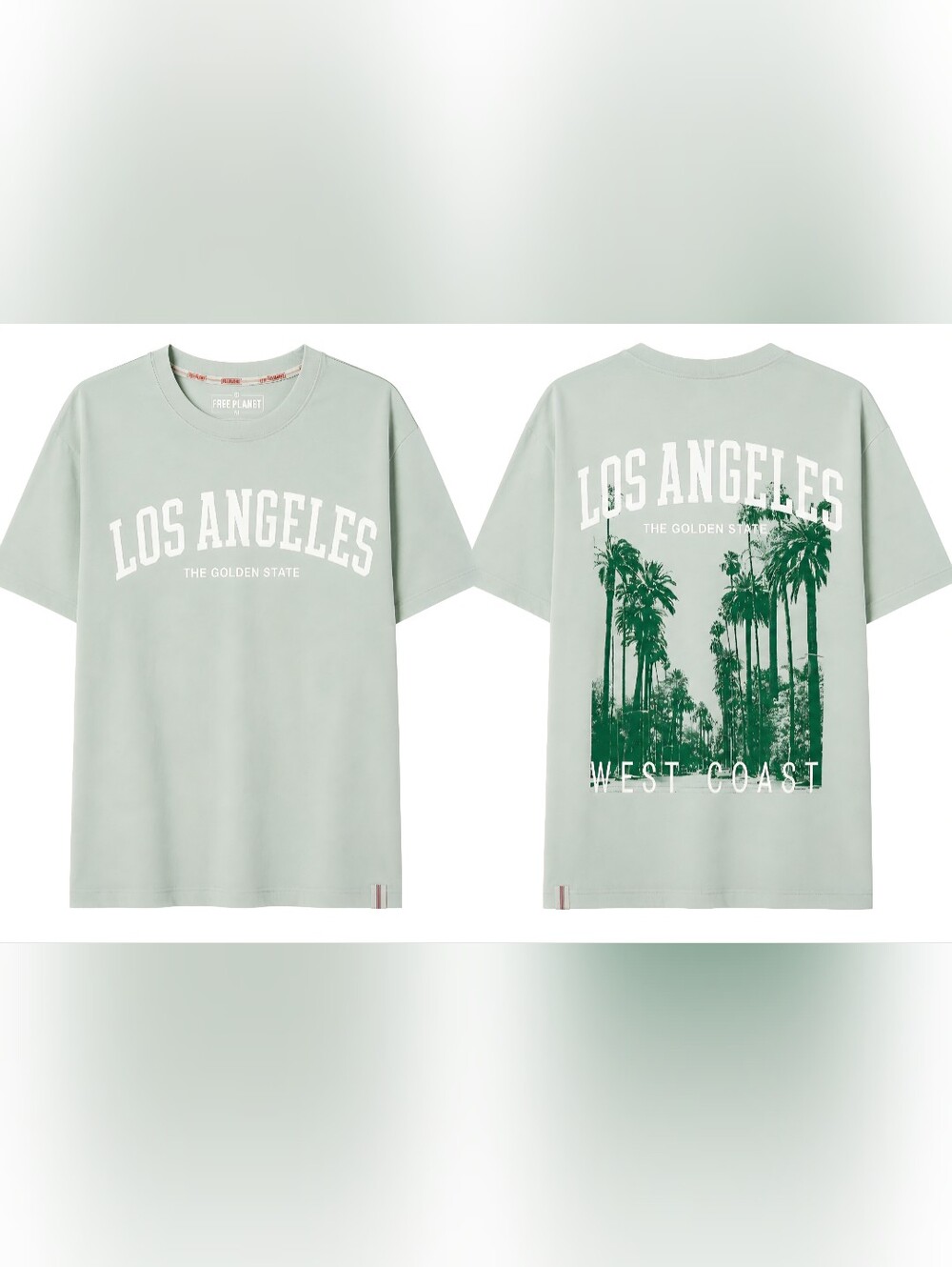 Free Planet Unisex Los Angeles Graphic Tee in Sage Green Size XS